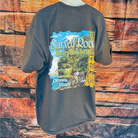 Harley-Davidson Black Tee with Green Motorcycle Graphic - Picture 7 of 13